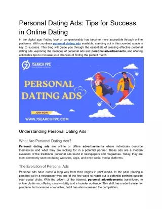 Personal Dating Ads_ Tips for Success in Online Dating