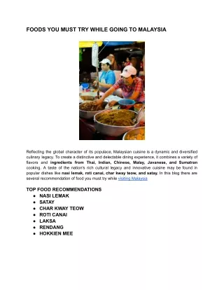 MALAYSIAN FOODS