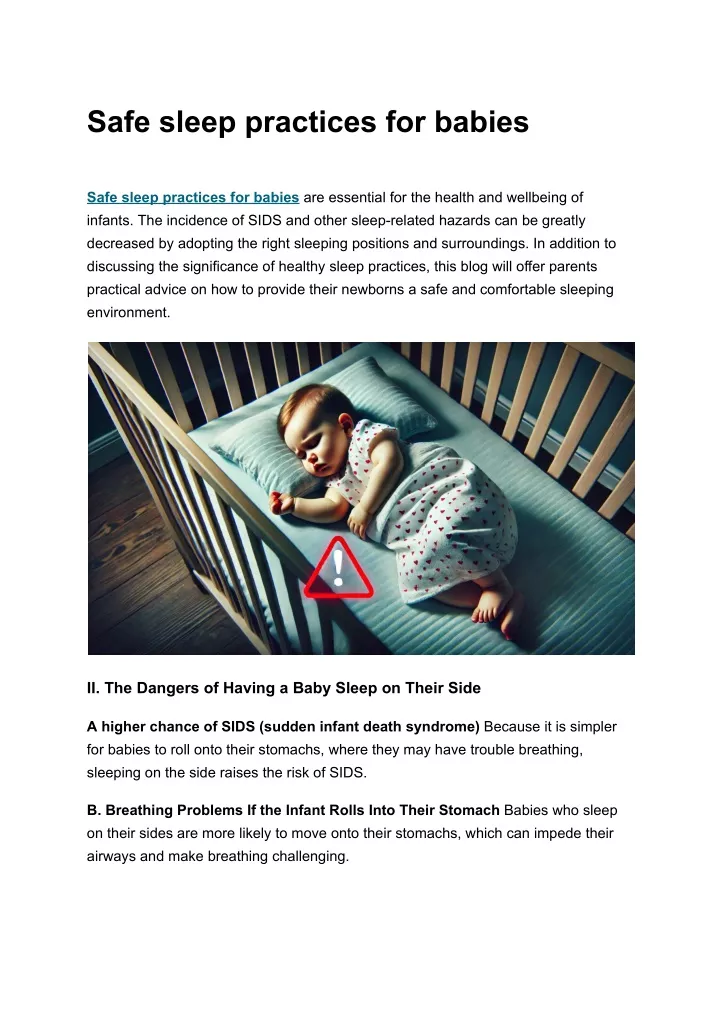 safe sleep practices for babies