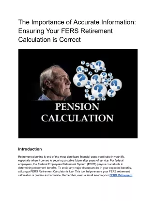 The Importance of Accurate Information_ Ensuring Your FERS Retirement Calculation is Correct