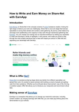 How to Write and Earn Money on Share-Net with EarnApp