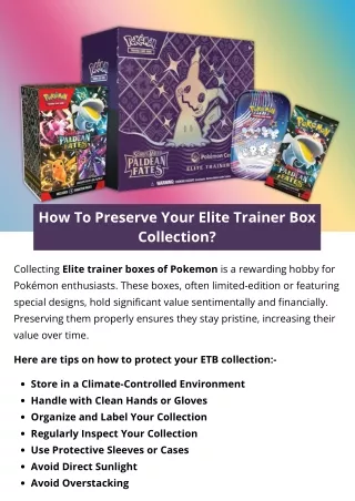 how to preserve your elite trainer box collection