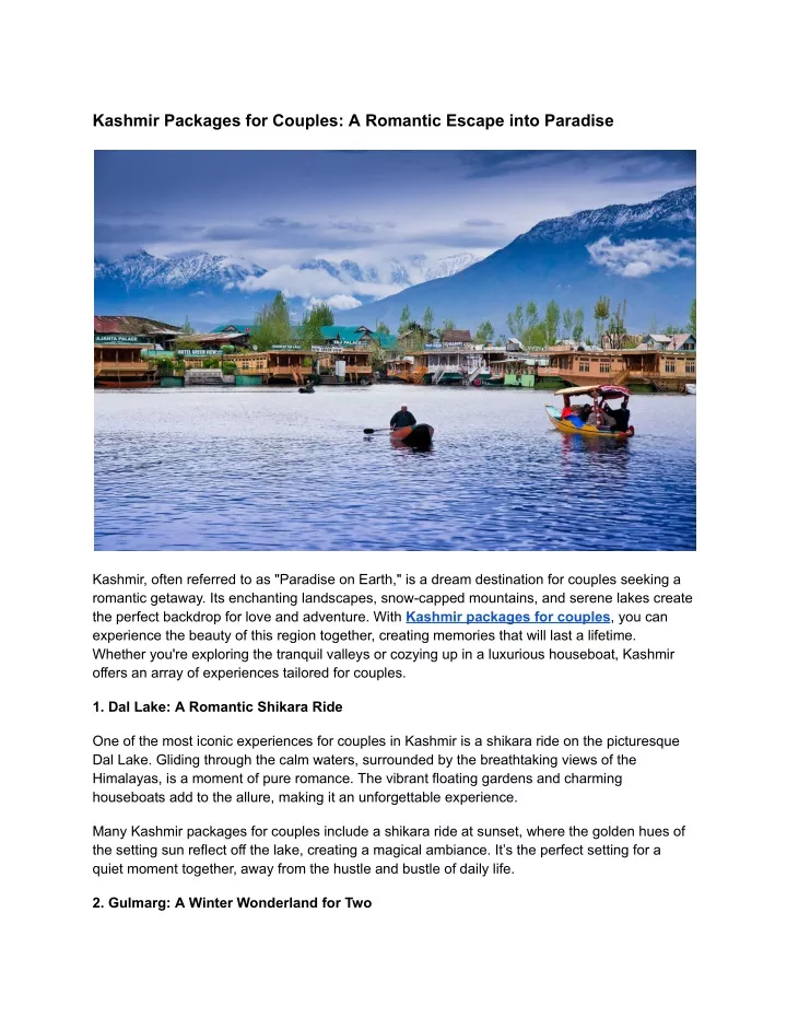 kashmir packages for couples a romantic escape