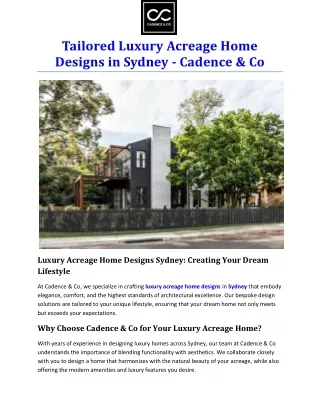 Tailored Luxury Acreage Home Designs in Sydney - Cadence & Co