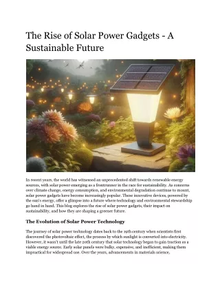 The Rise of Solar Power Gadgets - A Sustainable Future