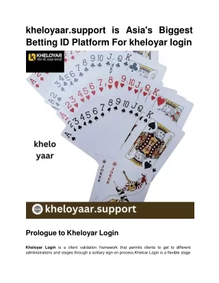 kheloyaar.support is Asia's Biggest Betting ID Platform For kheloyar login.