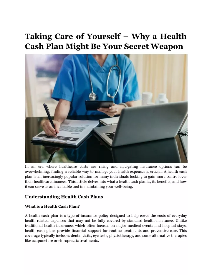 taking care of yourself why a health cash plan