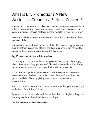 What is Dry Promotion? A New Workplace Trend or a Serious Concern?