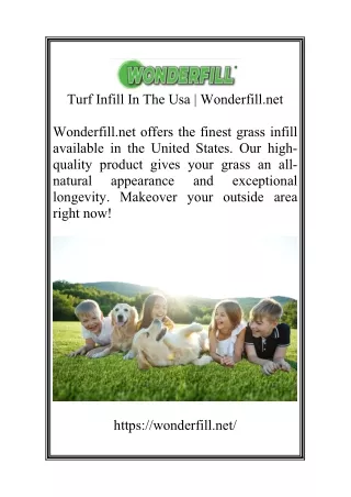 Turf Infill In The Usa  Wonderfill.net