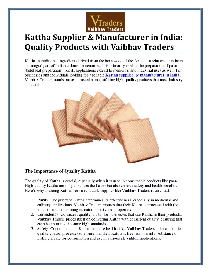 kattha supplier manufacturer in india quality