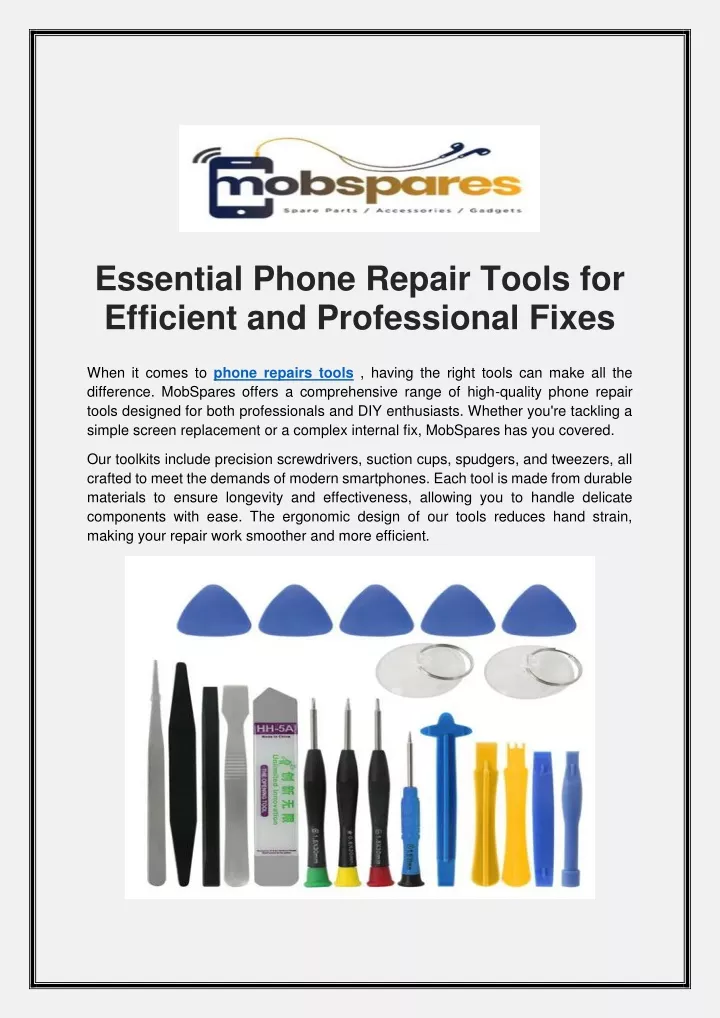 essential phone repair tools for efficient