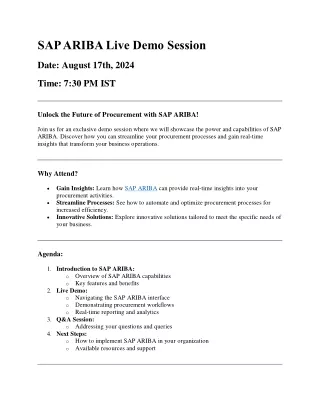 SAP ARIBA Live Demo Session