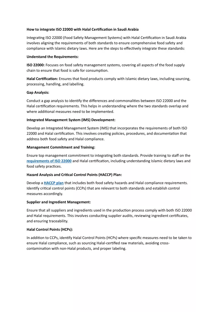 how to integrate iso 22000 with halal