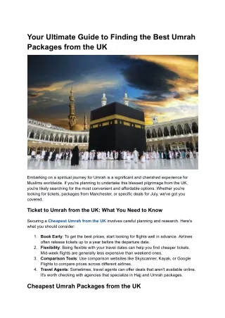 Your Ultimate Guide to Finding the Best Umrah Packages from the UK