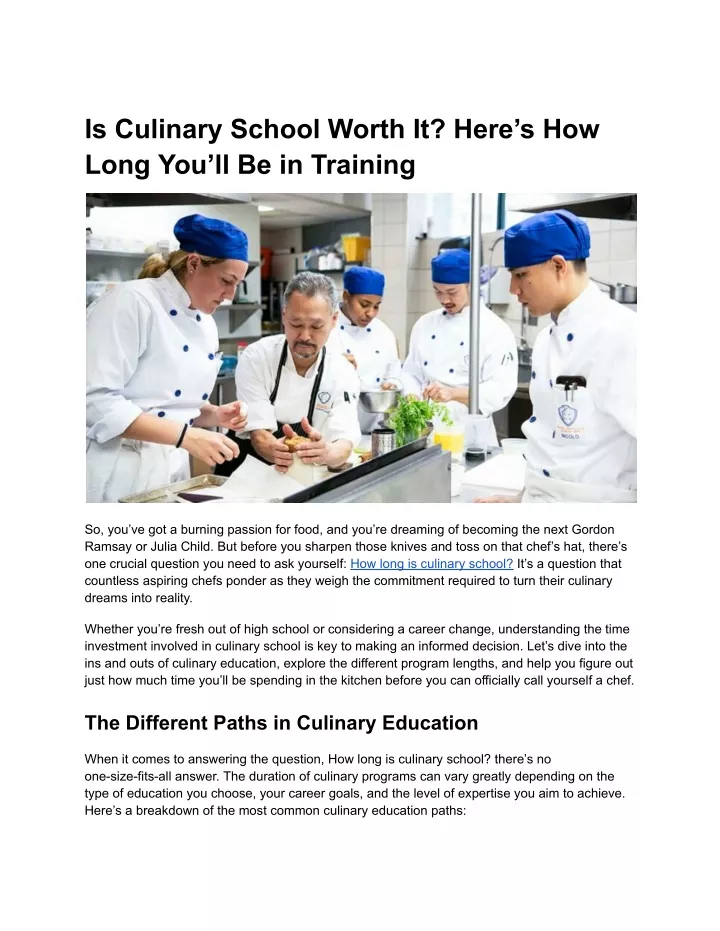 is culinary school worth it here s how long