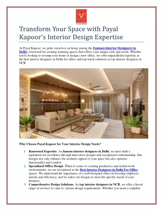 Payal Kapoor’s Interior Design Expertise