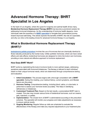 Advanced Hormone Therapy_ BHRT Specialist in Los Angeles