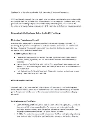 The Benefits of Using Carbon Steel in CNC Machining