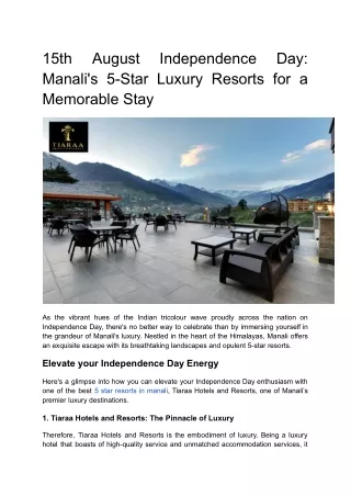 15th August Independence Day_ Manali's 5-Star Luxury Resorts for a Memorable Stay