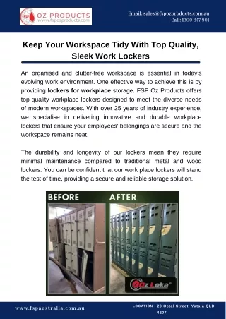 Keep Your Workspace Tidy With Top Quality, Sleek Work Lockers