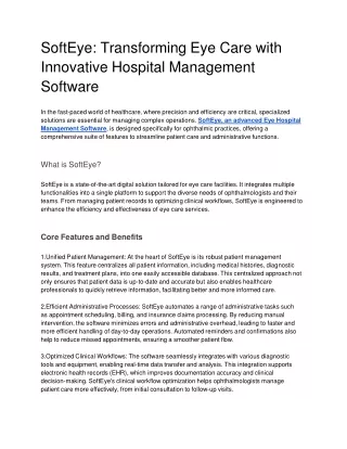 SoftEye - Eye Hospital Management Software