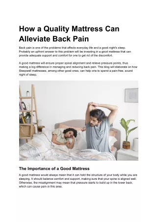 How a Quality Mattress Can Alleviate Back Pain