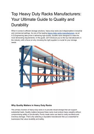Top Heavy Duty Racks Manufacturers: Your Ultimate Guide to Quality and Durabilit