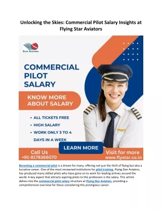 Unlocking the Skies Commercial Pilot Salary Insights at Flying Star Aviators