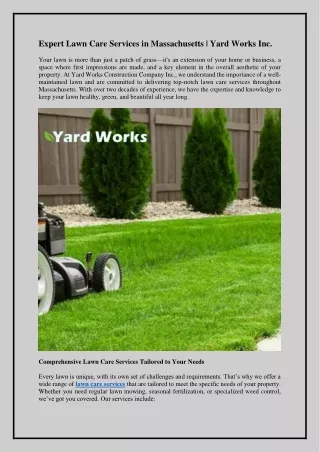 Expert Lawn Care Services in Massachusetts | Yard Works Inc.