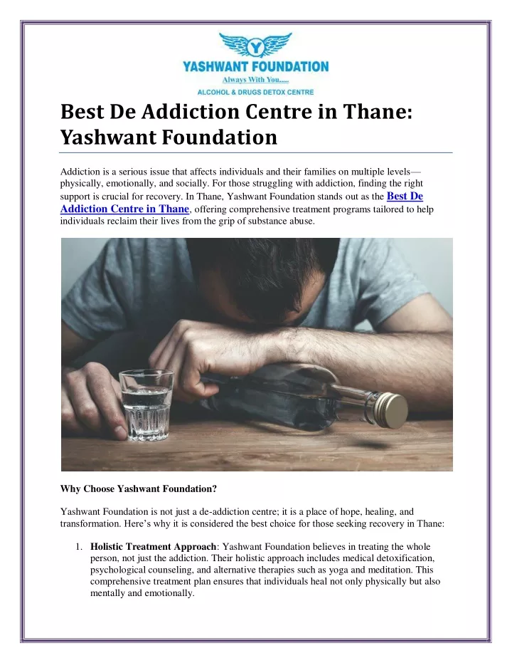 best de addiction centre in thane yashwant