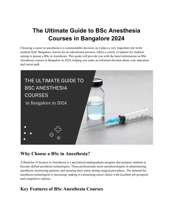 the ultimate guide to bsc anesthesia courses