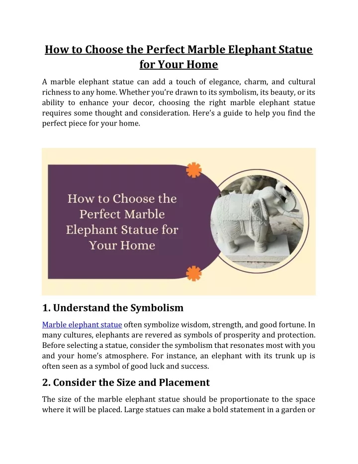 how to choose the perfect marble elephant statue