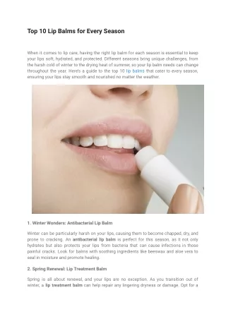 Top 10 Lip Balms for Every Season