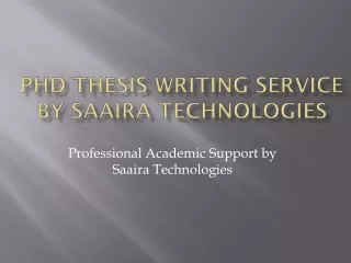PhD Thesis Writing Services By Saaira Technologies