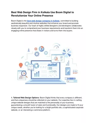 Best Web Design Firm in Kolkata Use Boom Digital to Revolutionize Your Online Presence
