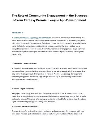 The Role of Community Engagement in the Success of Your Fantasy Premier League App Development
