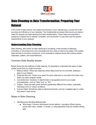 Data Cleaning vs Data Transformation_ Preparing Your Dataset
