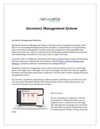 Inventory Software Indonesia | Netiquette.id
