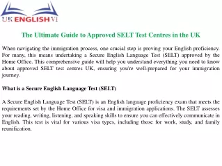 The Ultimate Guide to Approved SELT Test Centres in the UK