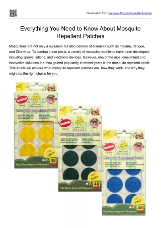 Everything You Need to Know About Mosquito Repellent Patches