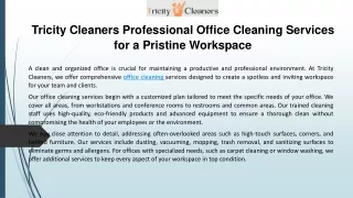 Tricity Cleaners Professional Office Cleaning Services for a Pristine Workspace