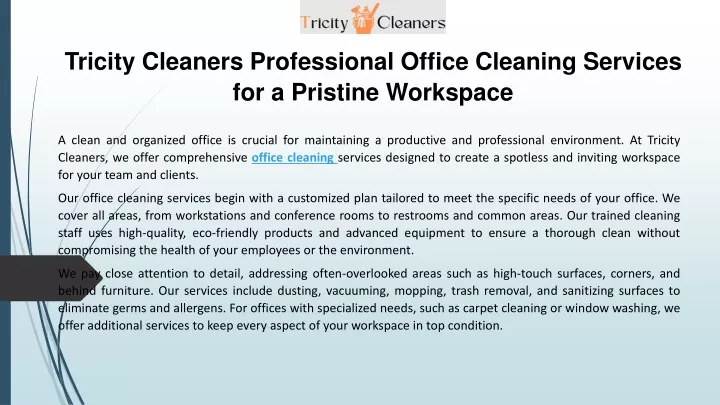 tricity cleaners professional office cleaning