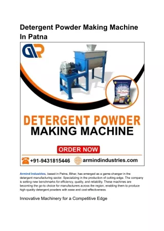 Detergent Powder Making Machine In Patna