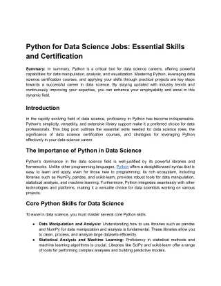 Python for Data Science Jobs - Essential Skills and Certification