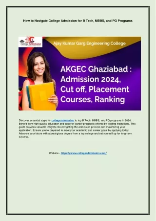 Best College Admission Opportunities for B Tech, MBBS, and PG in 2024