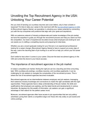 Unveiling the Top Recruitment Agency in the USA_ Unlocking Your Career Potential