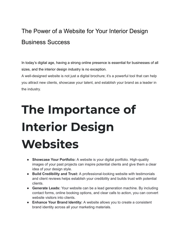 the power of a website for your interior design