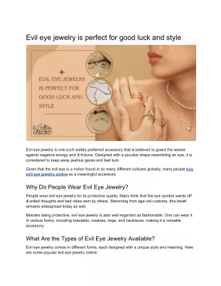 Evil eye jewelry is perfect for good luck and style