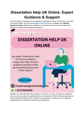 Dissertation Help UK Online-Expert Guidance & Support