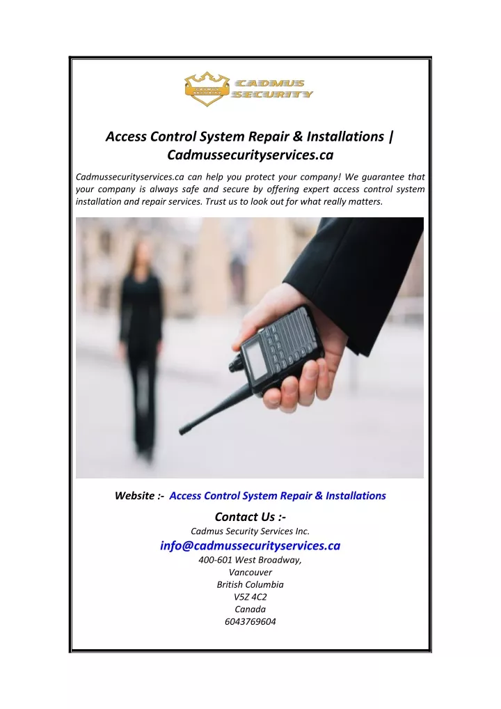 access control system repair installations